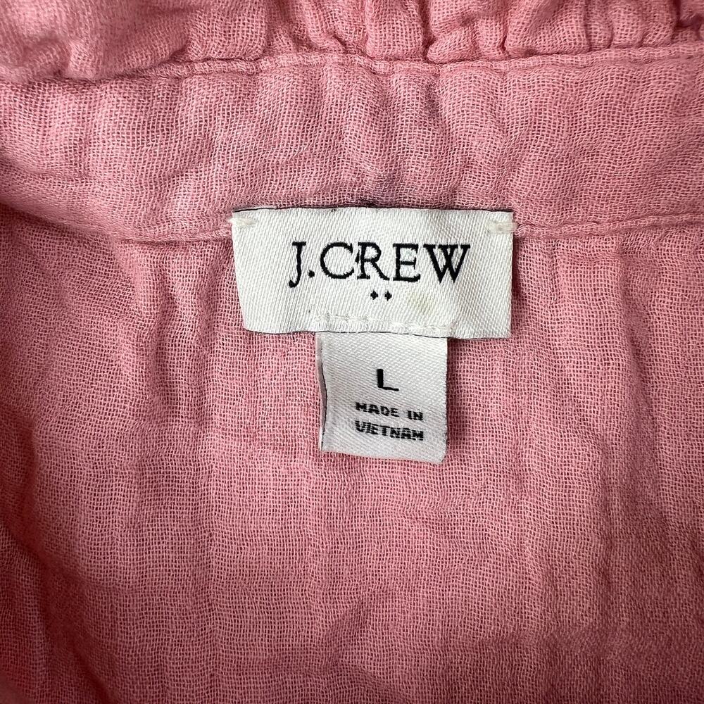 J Crew Gauze Smocked Ruffleneck Top Dusty Pink Women's L - Picture 5 of 8